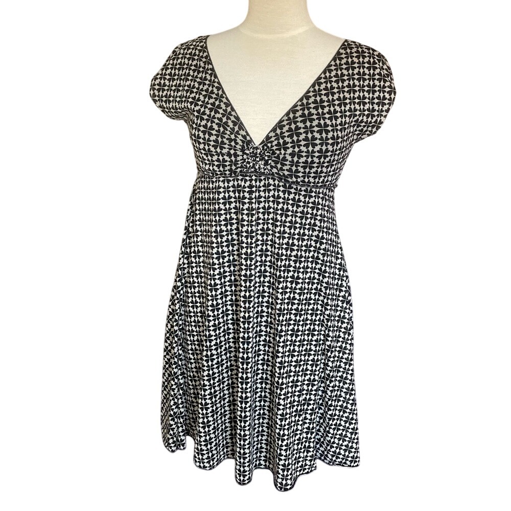 Max Studio Black and White Print Baby Doll Dress Light Weight Size XS